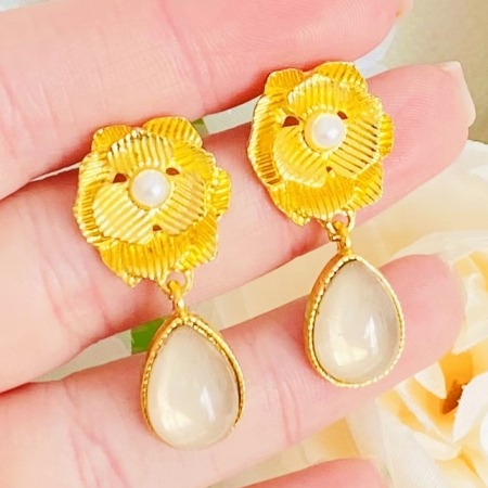 BIJUTERII - Cercei Flori Aurii, Cercei Dama, Bijuterii Femei