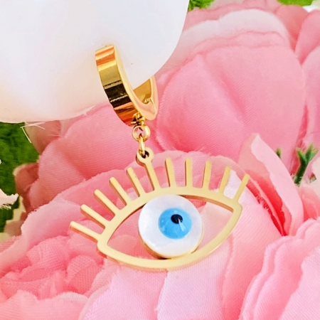 Cercei Blue Evil Eyes - Otel Inoxidabil, Cercei Surub, Cercei Dama, Bijuterii Inox [1]