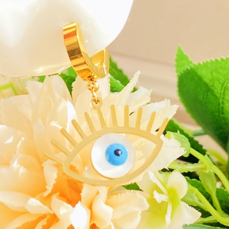 Cercei Blue Evil Eyes - Otel Inoxidabil, Cercei Surub, Cercei Dama, Bijuterii Inox [5]