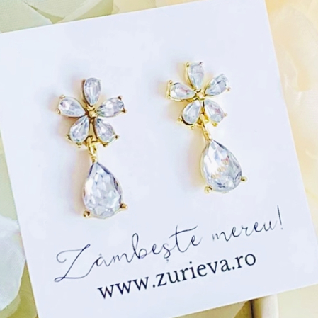 CERCEI - Cercei Floricele Cristale, Cercei Dama, Bijuterii Femei