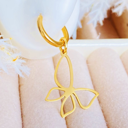 Cercei Fluturi Aurii - Otel Inoxidabil, Cercei Surub, Cercei Dama, Bijuterii Inox [2]