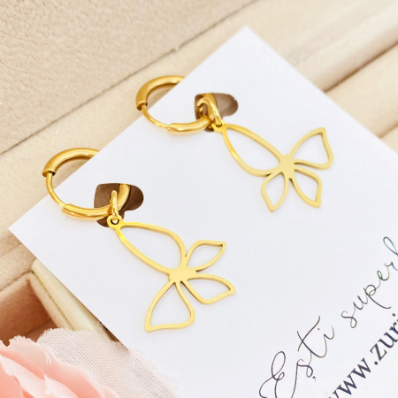 Cercei Fluturi Aurii - Otel Inoxidabil, Cercei Surub, Cercei Dama, Bijuterii Inox [8]