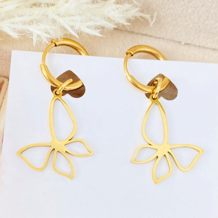 Cercei Fluturi Aurii - Otel Inoxidabil, Cercei Surub, Cercei Dama, Bijuterii Inox [4]