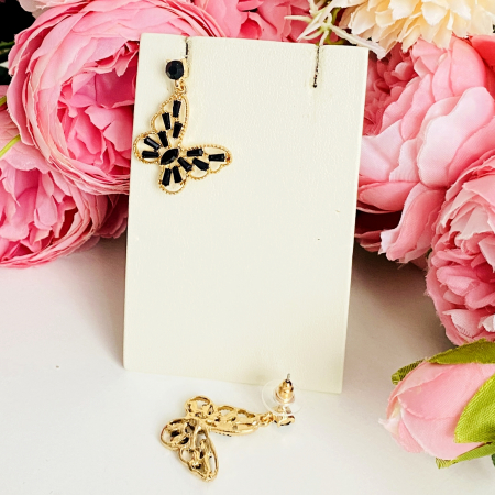 Cercei Fluturi Cristale Negre, Cercei Dama, Bijuterii Femei [5]