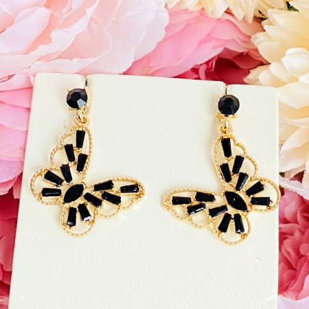 Cercei Fluturi Cristale Negre, Cercei Dama, Bijuterii Femei [4]