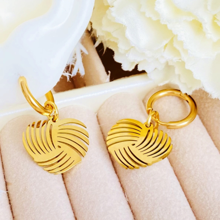 Cercei Inimi Aurii - Otel Inoxidabil, Cercei Surub, Cercei Dama, Bijuterii Inox [4]