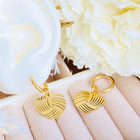 Cercei Inimi Aurii - Otel Inoxidabil, Cercei Surub, Cercei Dama, Bijuterii Inox [5]