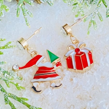 BIJUTERII - Cercei Mos Craciun & Cadou, Cercei Craciun Secret Santa, Cercei Dama