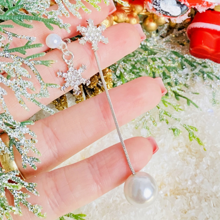 CRACIUN - Cercei Fulgi Zapada Argintii, Cercei Secret Santa, Cercei Dama