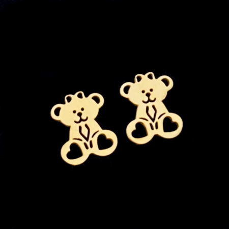 CERCEI Otel Inoxidabil - Cercei Ursuleti Aurii - Otel Inoxidabil, Cercei Surub, Cercei Dama, Bijuterii Inox