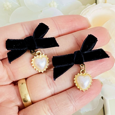 Cercei Funde Negre & Inimi, Cercei Lungi Dama, Bijuterii Femei [1]