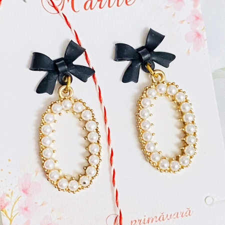 CERCEI - Cercei Funde Oval Perle, Cercei Dama, Bijuterii Femei