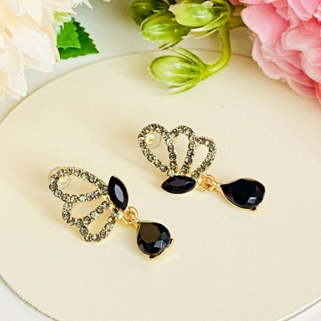 Cercei Fluturi Cristale Negre, Cercei Dama, Bijuterii Femei [3]