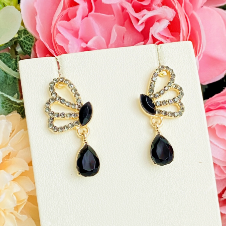 Cercei Fluturi Cristale Negre, Cercei Dama, Bijuterii Femei [4]