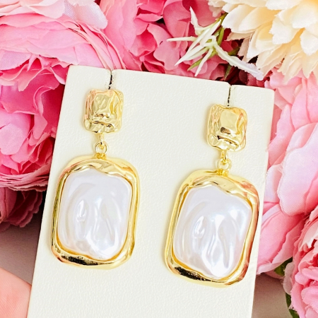 Cercei Lungi Aurii Albi, Cercei Dama, Bijuterii Femei [4]