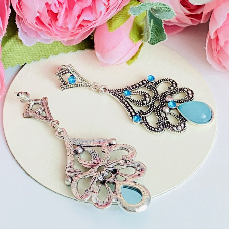 Cercei Royal Blue & Silver, Cercei Dama, Bijuterii Femei [5]