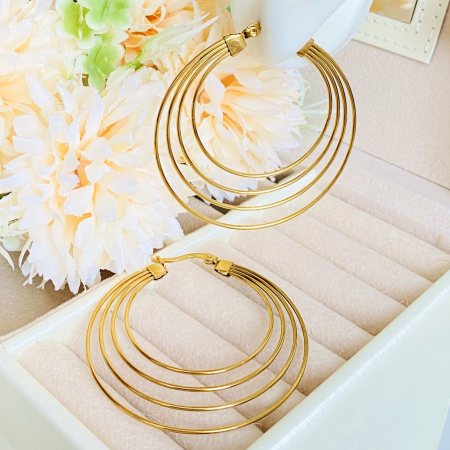 Cercei Rotunzi Hoop Mari - Otel Inoxidabil, Cercei Surub, Cercei Dama, Bijuterii Inox [4]