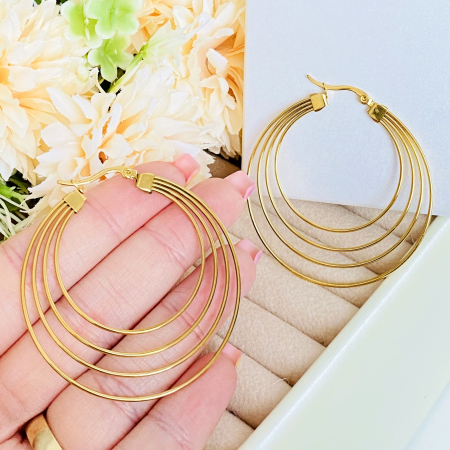 Cercei Rotunzi Hoop Mari - Otel Inoxidabil, Cercei Surub, Cercei Dama, Bijuterii Inox [2]