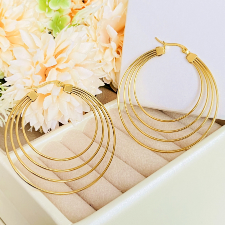 Cercei Rotunzi Hoop Mari - Otel Inoxidabil, Cercei Surub, Cercei Dama, Bijuterii Inox [0]