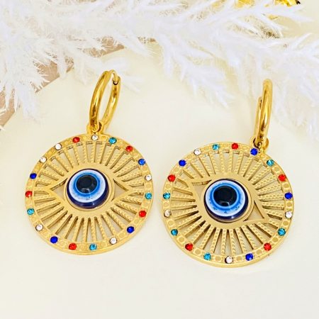 Cercei Evil Eye Colorat - Otel Inoxidabil, Cercei Surub, Cercei Dama, Bijuterii Inox [1]