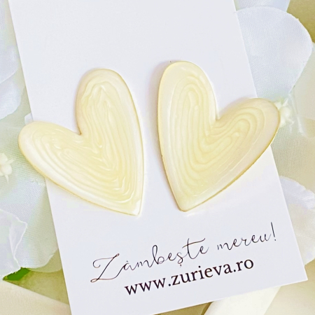 CERCEI - Cercei Inimi Albe, Cercei Dama, Bijuterii Femei