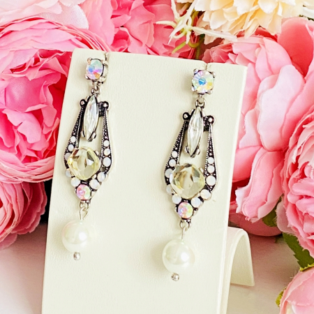 Cercei Lungi Cristale Argintii, Cercei Dama, Bijuterii Femei [3]