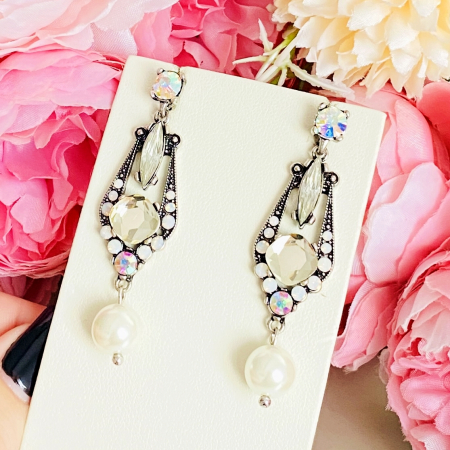 Cercei Lungi Cristale Argintii, Cercei Dama, Bijuterii Femei [4]