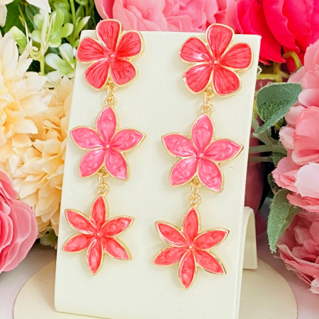 Cercei Lungi Flori Roz, Cercei Dama, Bijuterii Femei [3]