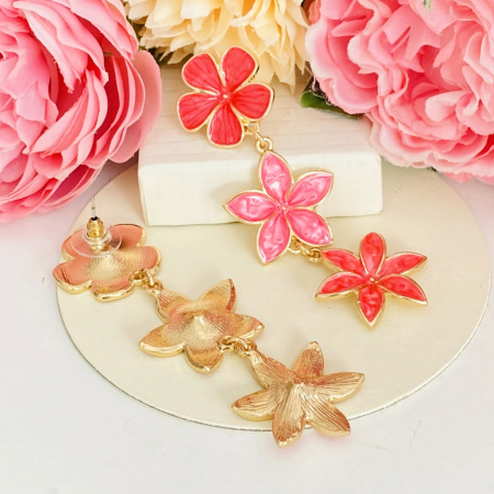 Cercei Lungi Flori Roz, Cercei Dama, Bijuterii Femei [6]