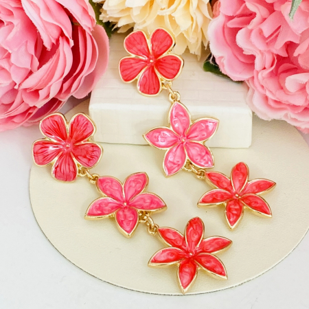 Cercei Lungi Flori Roz, Cercei Dama, Bijuterii Femei [2]