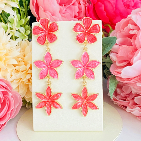 Cercei Lungi Flori Roz, Cercei Dama, Bijuterii Femei [1]