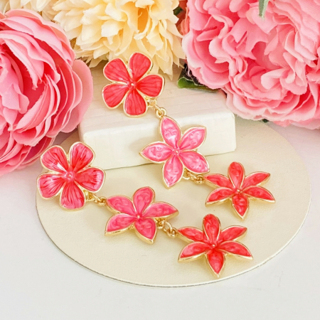 Cercei Lungi Flori Roz, Cercei Dama, Bijuterii Femei [4]