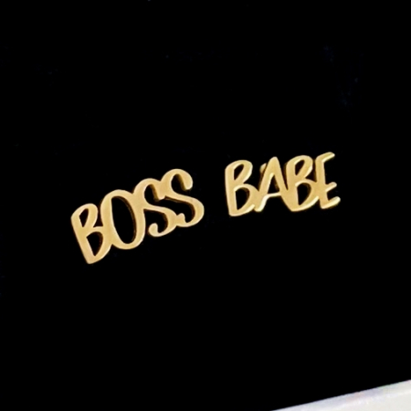 Cercei Boss Babe - Otel Inoxidabil, Cercei Surub, Cercei Dama, Bijuterii Inox [2]
