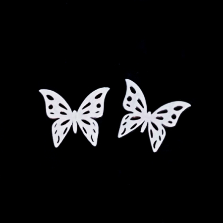 Cercei Fluturi Argintii - Otel Inoxidabil, Cercei Surub, Cercei Dama, Bijuterii Inox [1]