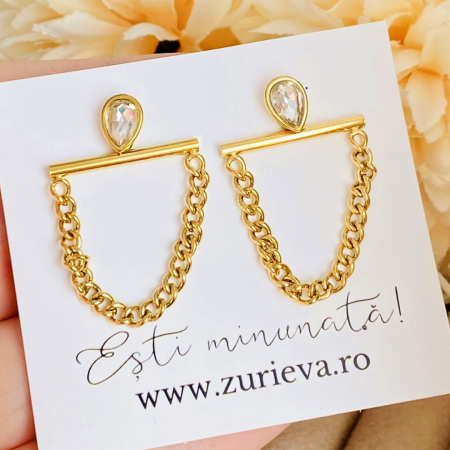 Cercei 2 in 1 Eleganti - Otel Inoxidabil, Cercei Surub, Cercei Dama, Bijuterii Inox [1]