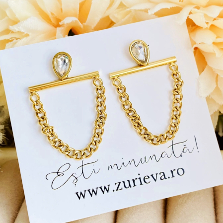 Cercei 2 in 1 Eleganti - Otel Inoxidabil, Cercei Surub, Cercei Dama, Bijuterii Inox [7]