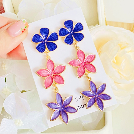 CERCEI - Cercei Lungi Flori Mov, Cercei Dama, Bijuterii Femei