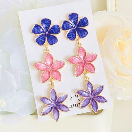 Cercei Lungi Flori Mov, Cercei Dama, Bijuterii Femei [3]