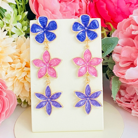 Cercei Lungi Flori Mov, Cercei Dama, Bijuterii Femei [5]