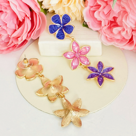 Cercei Lungi Flori Mov, Cercei Dama, Bijuterii Femei [6]