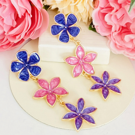 Cercei Lungi Flori Mov, Cercei Dama, Bijuterii Femei [2]