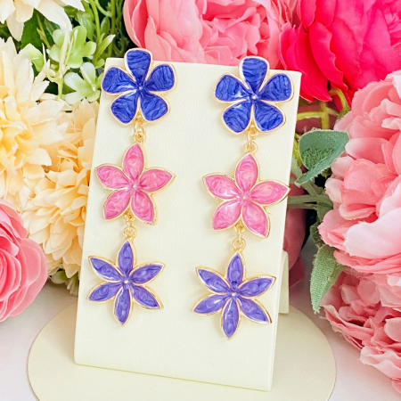 Cercei Lungi Flori Mov, Cercei Dama, Bijuterii Femei [1]