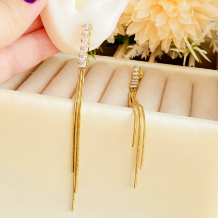 Cercei Eleganti Lungi Cristale - Otel Inoxidabil, Cercei Surub, Cercei Dama, Bijuterii Inox [3]