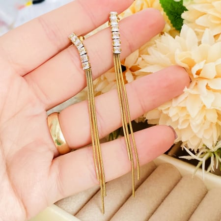 Cercei Eleganti Lungi Cristale - Otel Inoxidabil, Cercei Surub, Cercei Dama, Bijuterii Inox [5]