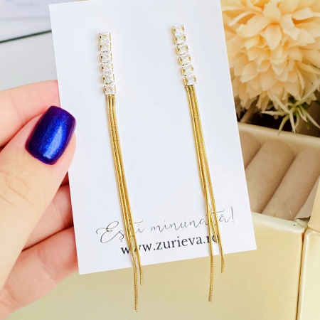 Cercei Eleganti Lungi Cristale - Otel Inoxidabil, Cercei Surub, Cercei Dama, Bijuterii Inox [2]