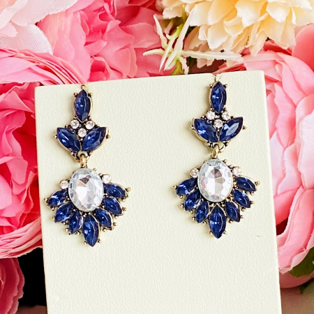 Cercei Lungi Cristale Albastre, Cercei Dama, Bijuterii Femei [1]