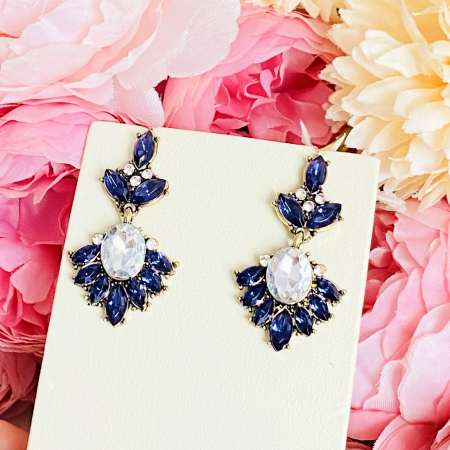 Cercei Lungi Cristale Albastre, Cercei Dama, Bijuterii Femei [3]