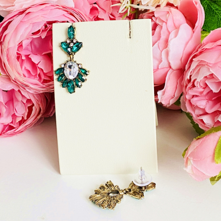 Cercei Lungi Cristale Verde Smarald, Cercei Dama, Bijuterii Femei [4]