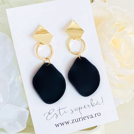 Cercei Aurii Negri, Cercei Dama, Bijuterii Femei