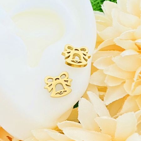 Cercei Mini Clopotei Craciun - Otel Inoxidabil, Cercei Surub, Cercei Dama, Bijuterii Inox [4]